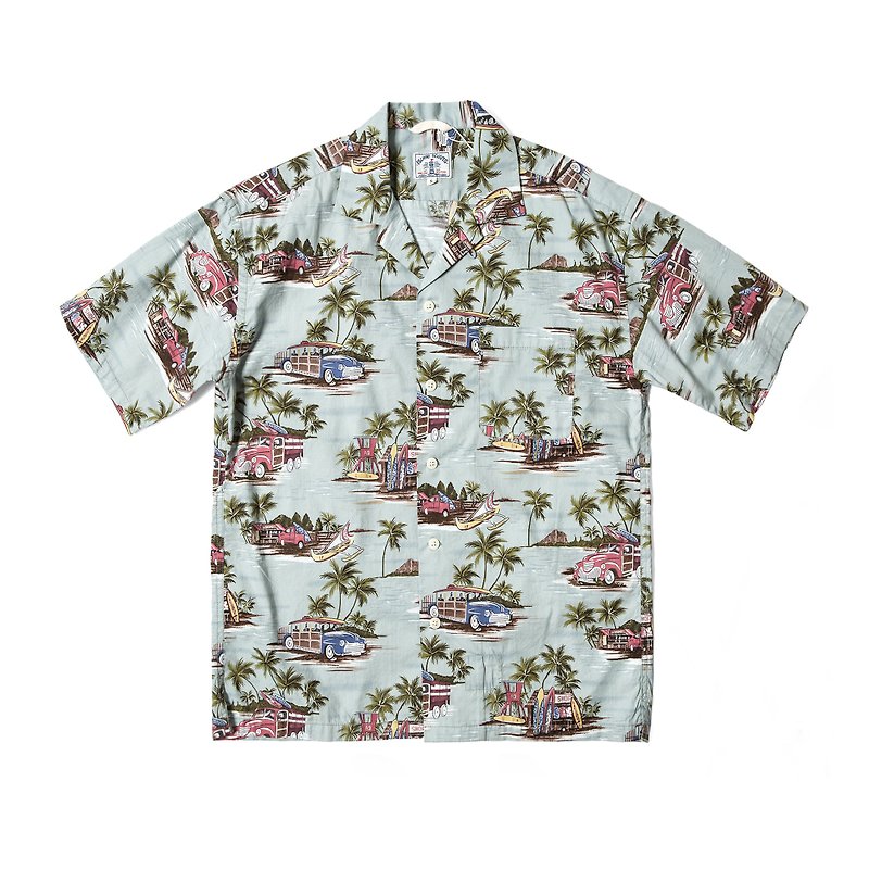 ISLAND SCOUTS 全棉复古夏威夷衬衫 - 夏威夷岛印花 - 男装衬衫 - 棉．麻 蓝色