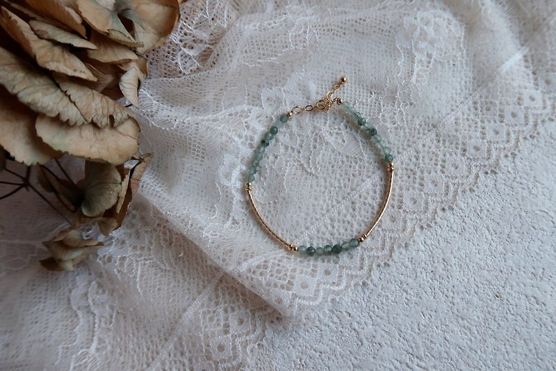 享受当下 - 14KGF 天然石饰品 绿发晶 轻珠宝 礼物 - 手链/手环 - 半宝石 绿色