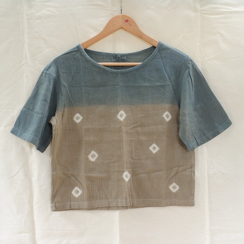 linnil: Two tone indigo shirt - 女装上衣 - 棉．麻 灰色