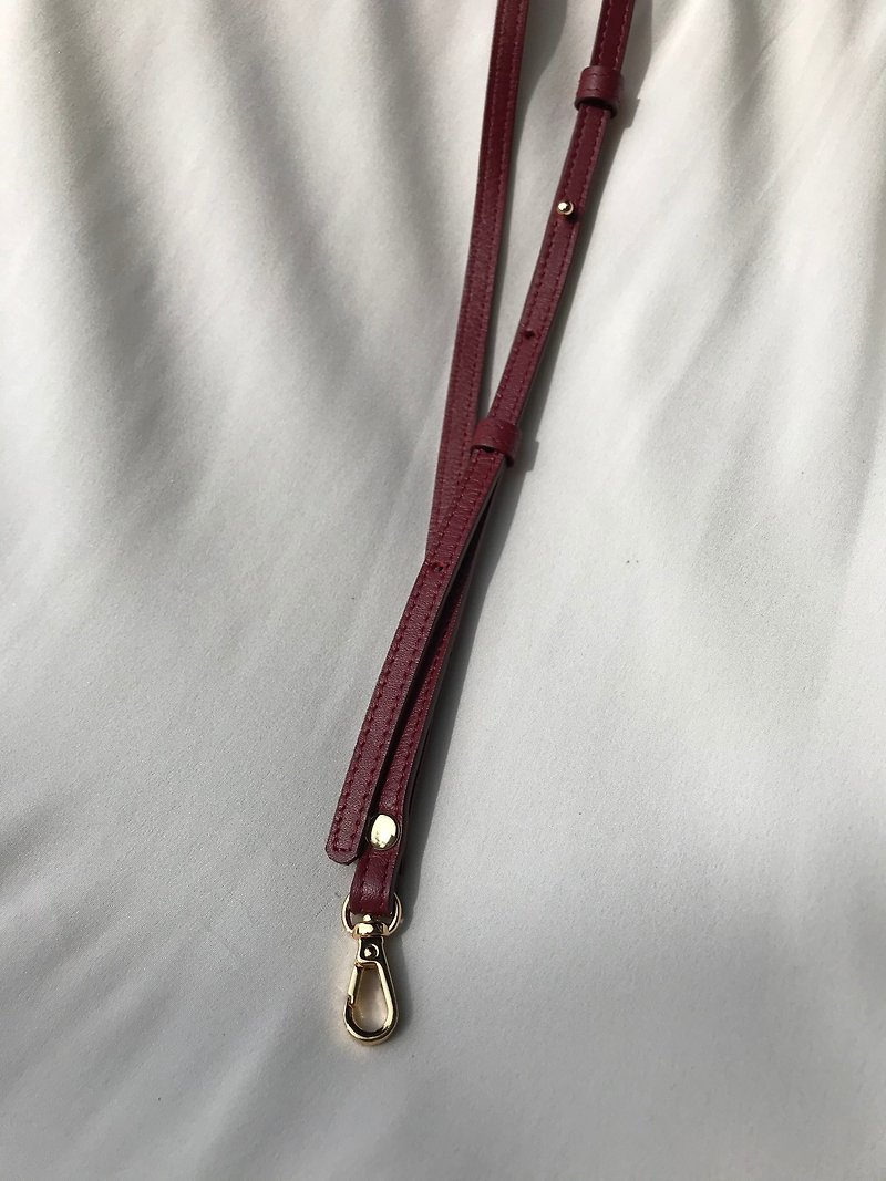 皮革颈挂绳 手机颈挂绳 Adjustable Leather Lanyard - Red - 证件套/卡套 - 真皮 红色