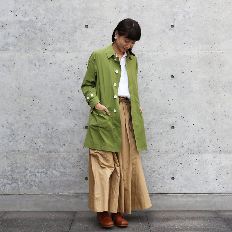 タイプライタークロスステンカラーコート・ユニセックスsize1 - 女装休闲/机能外套 - 棉．麻 绿色