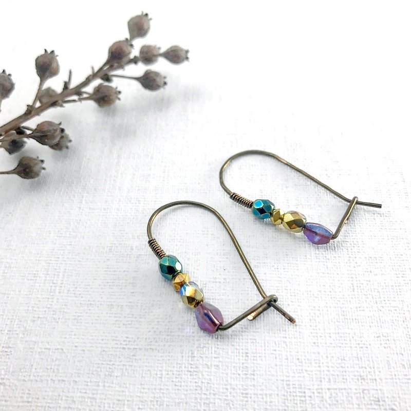 Flower Power 铜线编织耳环-紫色的 一线式耳环 - 耳环/耳夹 - 纸 紫色
