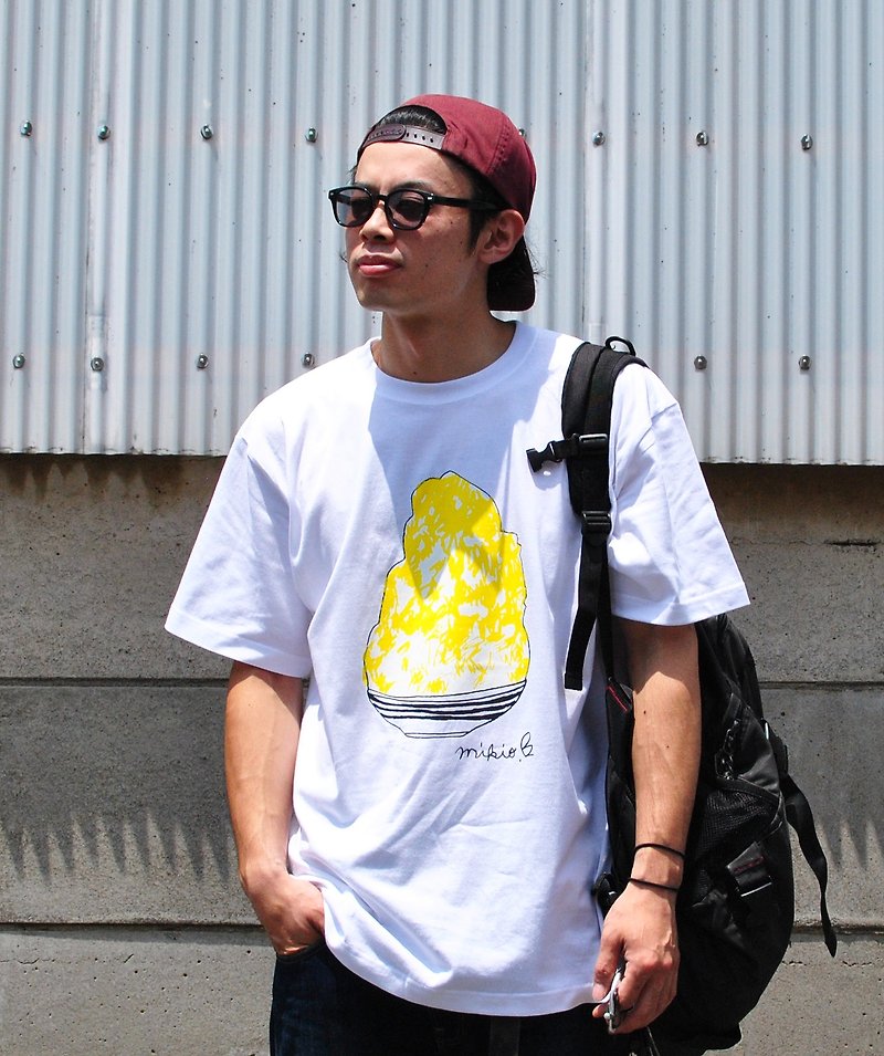かき氷 刨冰 メンズtシャツ Lemon S M L XL 2XL 3XL - 男装上衣/T 恤 - 棉．麻 白色