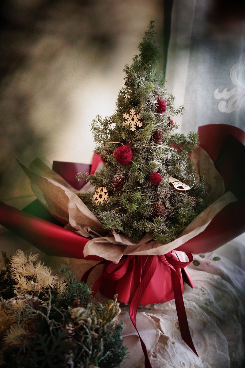 捧着圣诞树回家/天然干燥叶材/圣诞礼物/耶诞节/树束/夜灯/交换礼物 - 干燥花/捧花 - 植物．花 