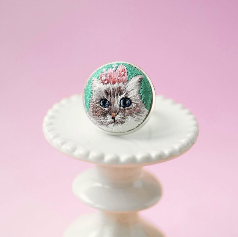 9点以后 | 纯手工刺绣戒指 | Daily Cat Embroidery 5 - 戒指 - 绣线 多色