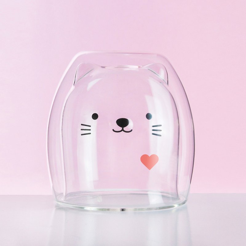 动物系列-【情人节限定款】小猫双层杯 - 咖啡杯/马克杯 - 玻璃 透明