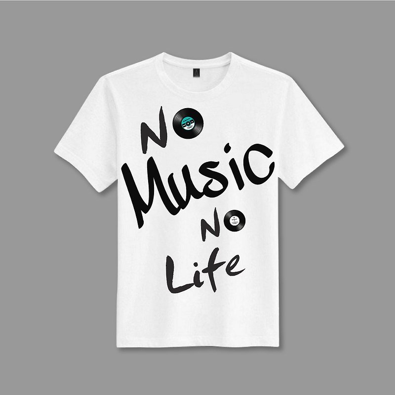 耳机狗 No music no life T-shirt 经典音乐文字 纯棉T - 男装上衣/T 恤 - 棉．麻 