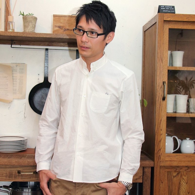 タイプライタークロスコットンシャツ・ユニセックスsize2 - 男装衬衫 - 棉．麻 白色