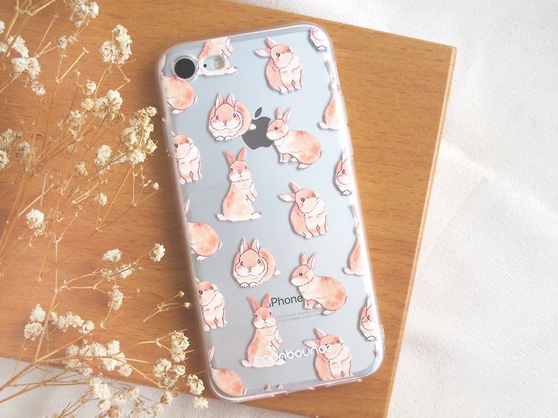 兔兔 兔子 透明手机壳 iPhone 11 12 13 14 pro max x xr Samsung - 手机壳/手机套 - 塑料 白色
