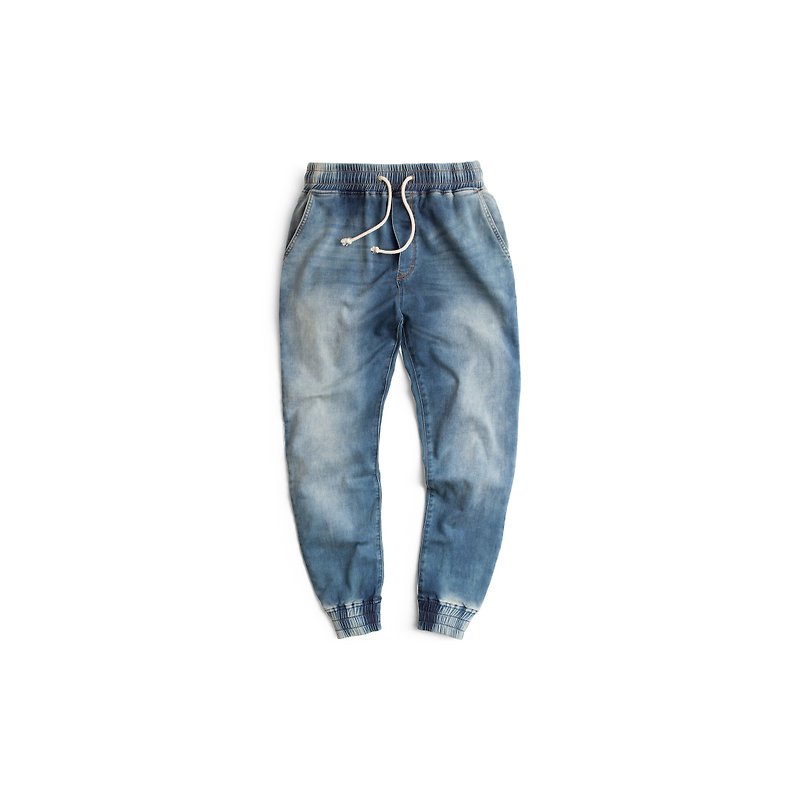 Filter017 Drawstring Jogger Pants 刷色抽绳束口裤 - 男士长裤 - 棉．麻 蓝色
