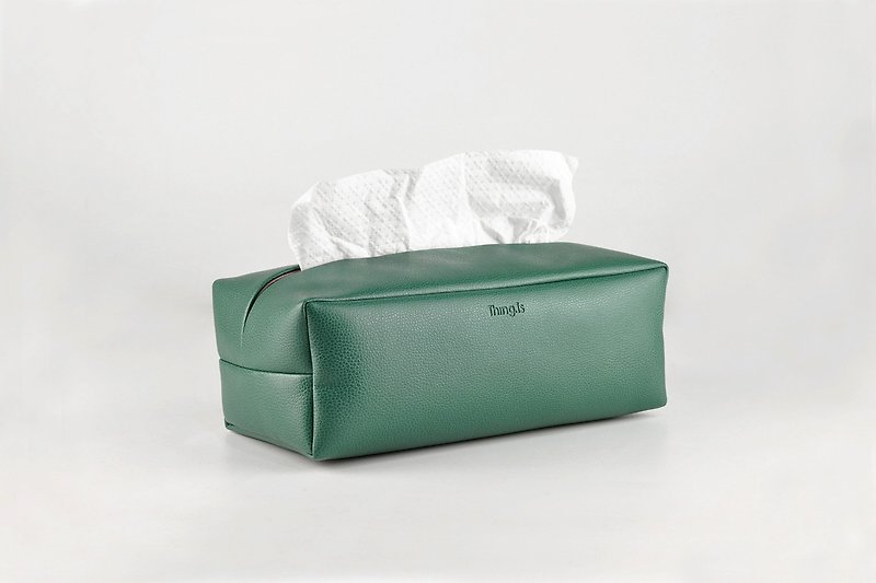 抽取式面纸盒 防水环保皮革纸巾盒 森林绿 - 纸巾盒 - 人造皮革 绿色