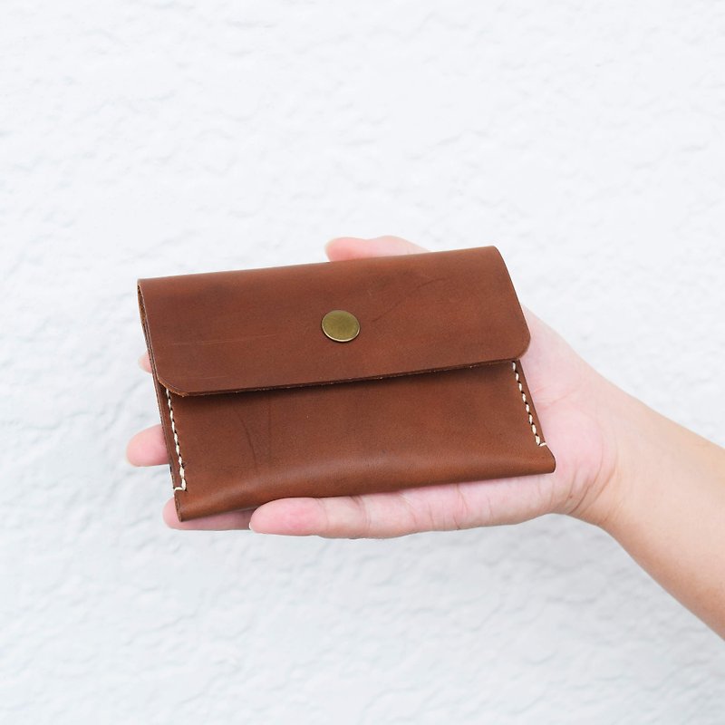 【定制】皮革零钱包 卡片包 深褐咖 定制刻字 定制化礼物 礼盒 - 零钱包 - 真皮 咖啡色