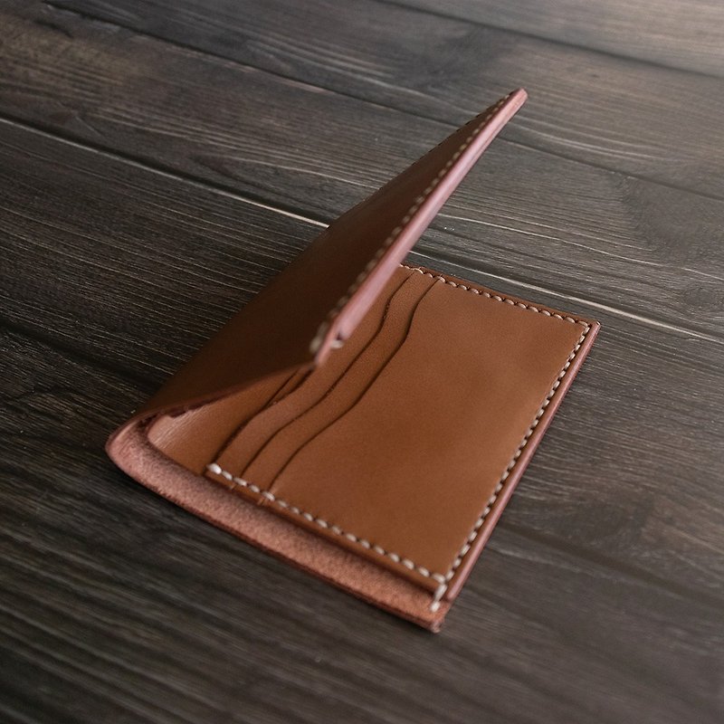 六卡迷你短银包。手缝皮革材料包。BSP080 - 皮件 - 真皮 咖啡色