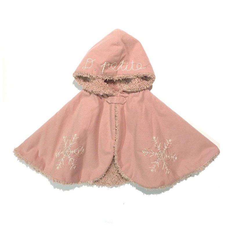 雪のケープ　スモークピンク - 童装外套 - 棉．麻 粉红色