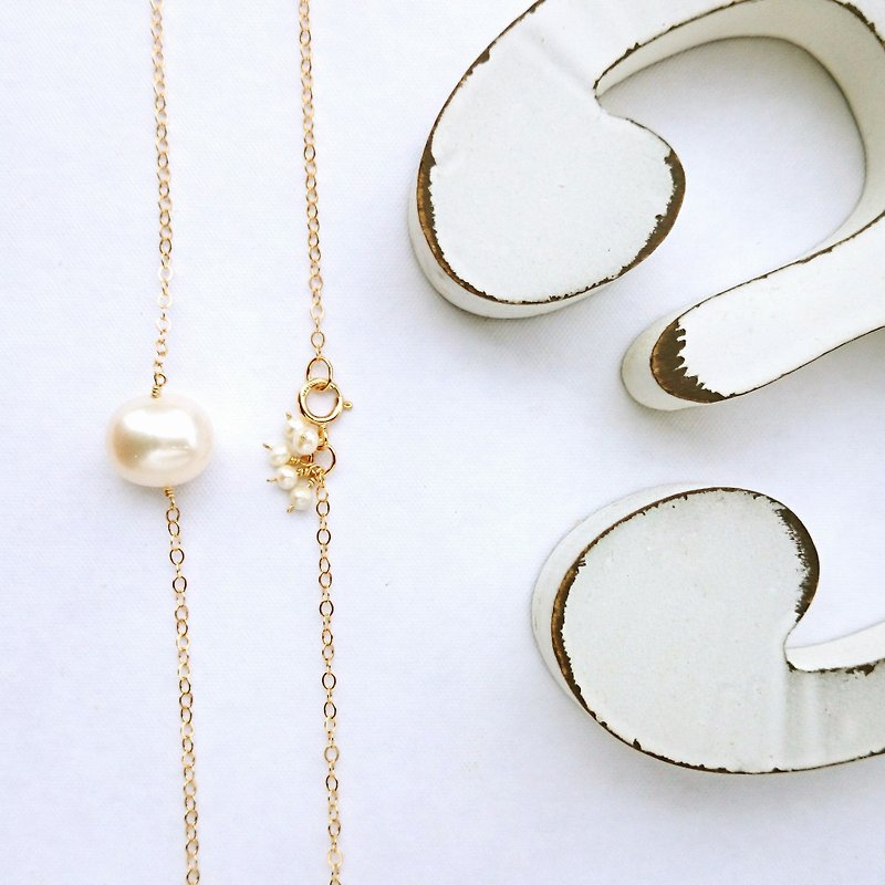 OUTLET*14kgf Japanese BIG pearl bubble necklace - 项链 - 宝石 白色