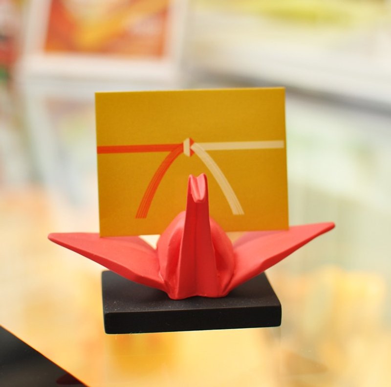 【日本Decole】JAP NESHIA系列 纸鹤卡片夹 / 名片座 （亦可当作婚礼小物） - 文件夹/资料夹 - 其他材质 红色