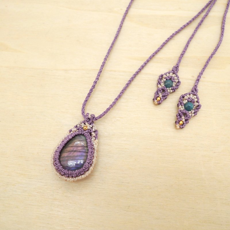 紫彩潋滟 / 天然石x巴西蚕丝蜡线项链 - 项链 - 宝石 紫色