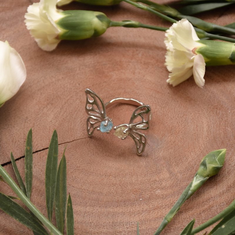Double Butterfly ring - 戒指 - 铜/黄铜 银色