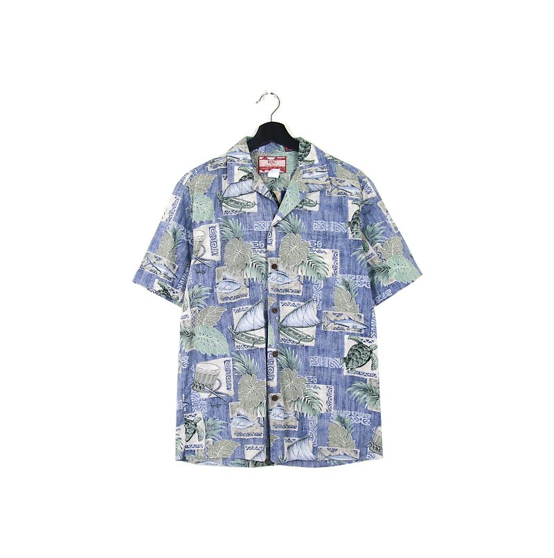 Back to Green::不饱和 风情图样   //男女皆可穿// vintage Hawaii Shirts (H-28) - 男装衬衫 - 棉．麻 
