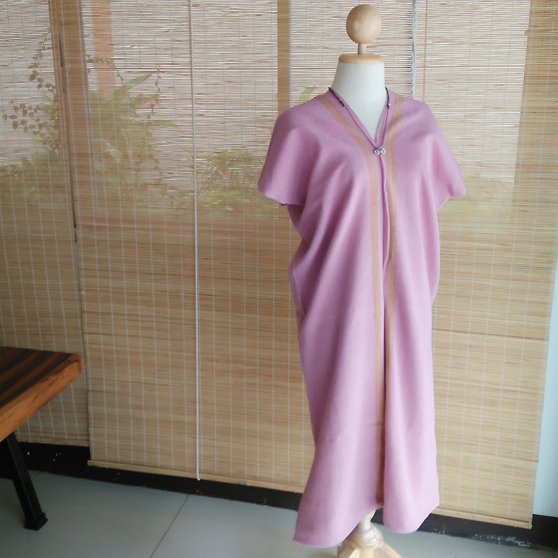 タイの草木染め & 手織り ワンピース / ピンク / ライン / コットン - 洋装/连衣裙 - 棉．麻 粉红色