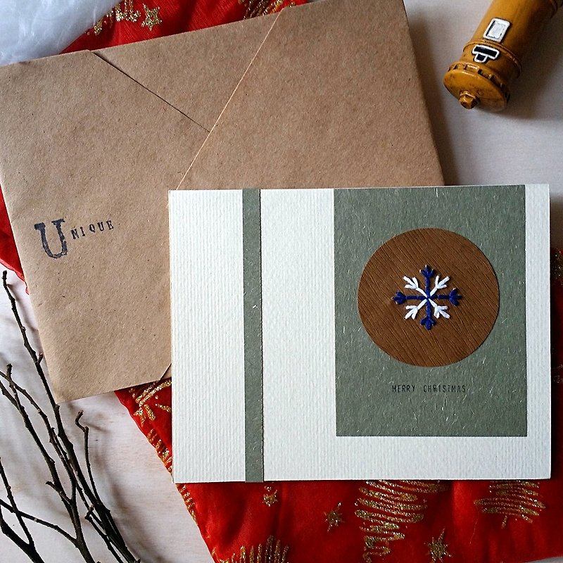 手缝图像圣诞卡(雪)(原稿) - 卡片/明信片 - 纸 多色