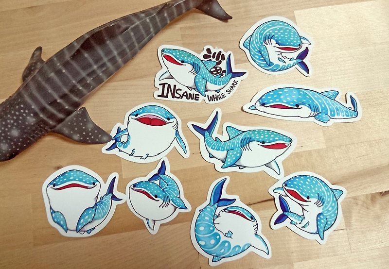 豆腐鲨(鲸鲨)点点 spot whale shark 贴纸组 9入(贴纸/鲸鲨/鲨鱼) - 贴纸 - 防水材质 
