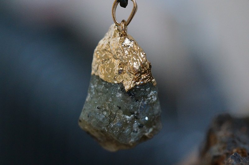 闪光石, 拉长石原石皮绳颈 Labradorite Leather Necklace-04 - 项链 - 宝石 