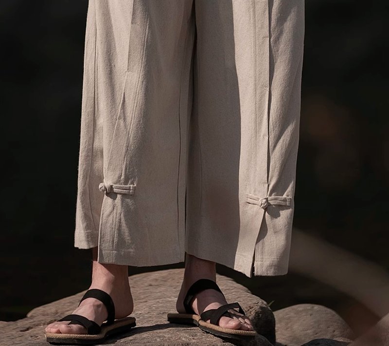 新中式极简 中国风复古寬鬆喇叭裤 - 男士长裤 - 其他材质 多色