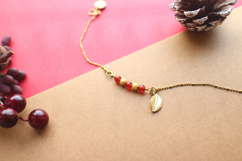金红圣诞-红玛瑙 黄铜手链 - 手链/手环 - 铜/黄铜 多色