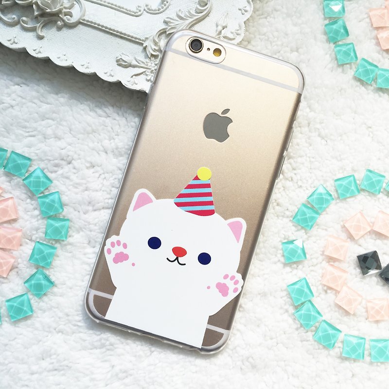 派对小猫果冻手机壳iPhone 11 Pro Max oppo F1s Huawei P20 P30 - 手机壳/手机套 - 硅胶 透明