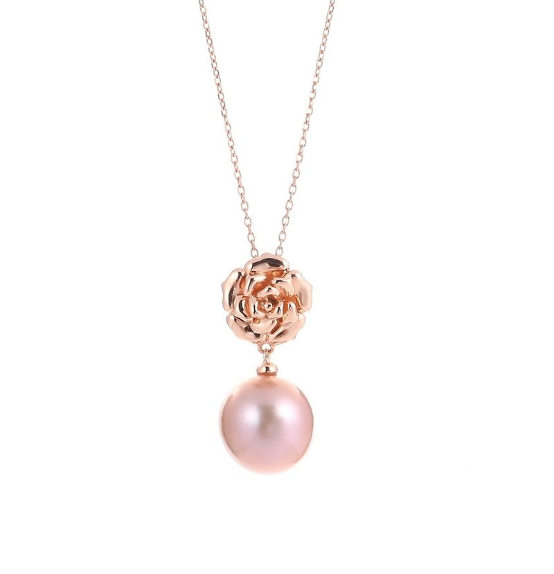 【满额优惠】【母亲节礼物】天然粉红珍珠铜镀玫瑰金项链项圈 - 项链 - 珍珠 粉红色