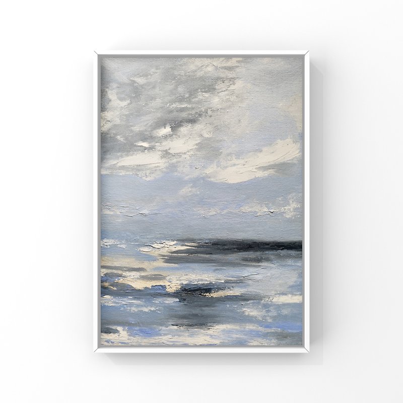 Original oil painting, abstract, white and blue sky - 海报/装饰画/版画 - 其他材质 