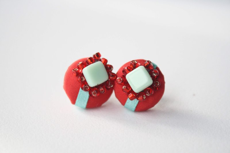 kurumi - 耳环/耳夹 - 其他材质 红色