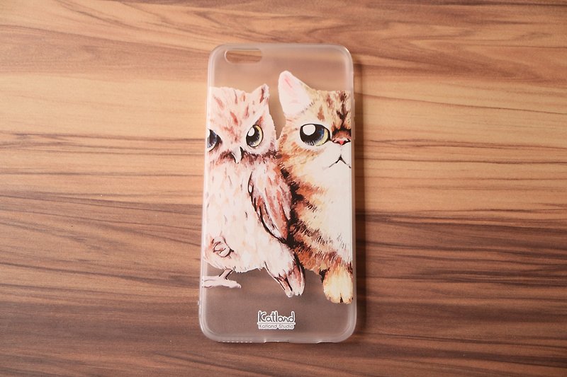 自家设计 - 猫咪与猫头鹰手机壳 保护套Phone Case K01 - 手机壳/手机套 - 塑料 橘色
