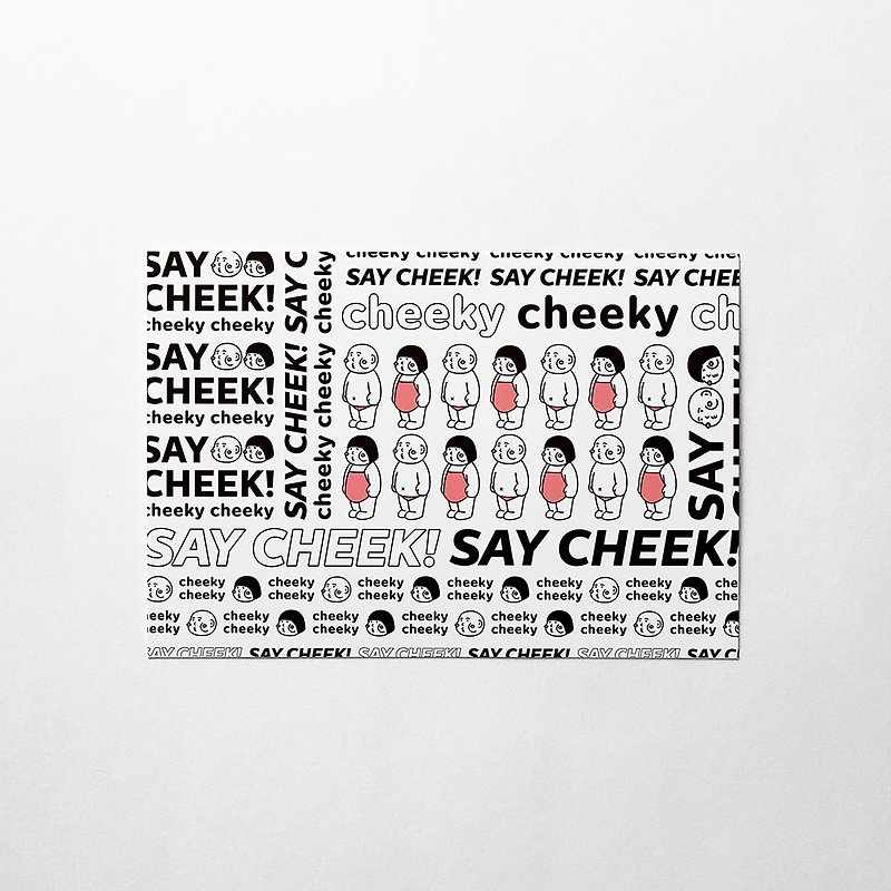 cheeky cheeky 厚面子 图案01 明信片 - 卡片/明信片 - 纸 白色