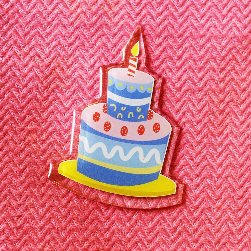 Keychain & Brooch "Birthday cake" - 吊饰 - 压克力 多色