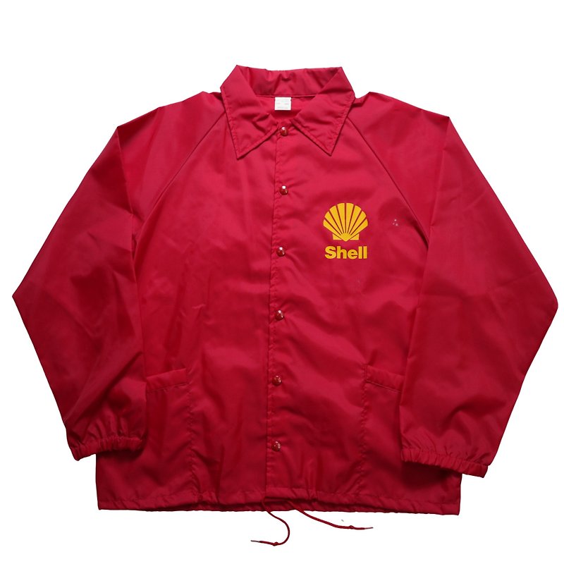 70-80s 美国制 Shell壳牌石油公司 红色防风教练外套 - 男装外套 - 尼龙 红色