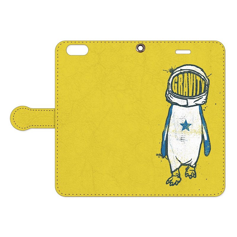 手帳型iPhoneケース /  Gravity Penguin - 手机壳/手机套 - 真皮 黄色