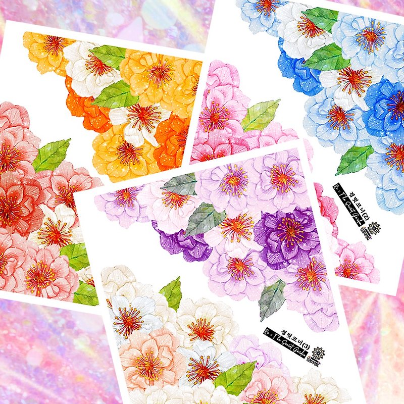 *Sakura Corner Deco Stickers (3colors) - 贴纸 - 纸 