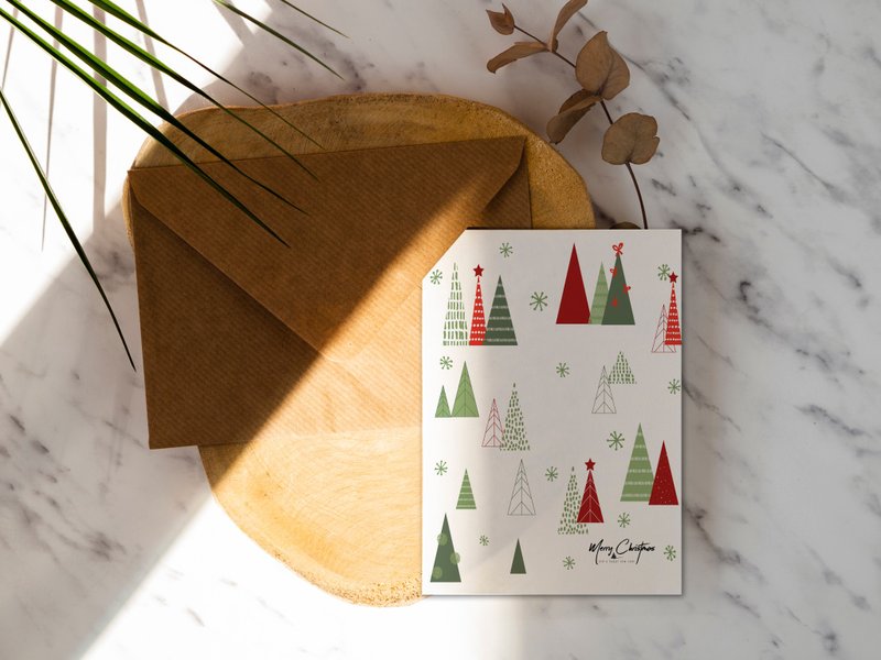 洛可可草莓 WELKIN手创圣诞卡片/圣诞卡-综合圣诞树【CM17078】 - 卡片/明信片 - 纸 