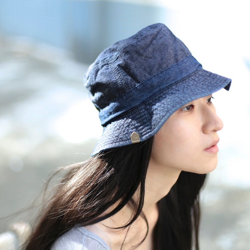 海日子。雅仕帽 / 渔夫帽 ( 夜幕款 / 可双面戴 ) - 帽子 - 棉．麻 蓝色