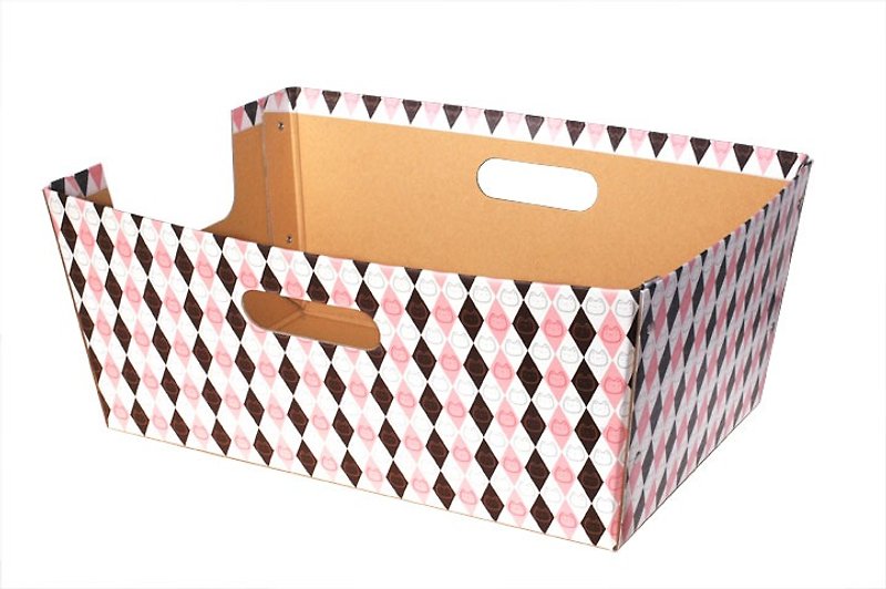 cat 猫 收纳箱 收纳盒 猫咪 宠物 纸箱 简约菱形 - 其他 - 纸 粉红色