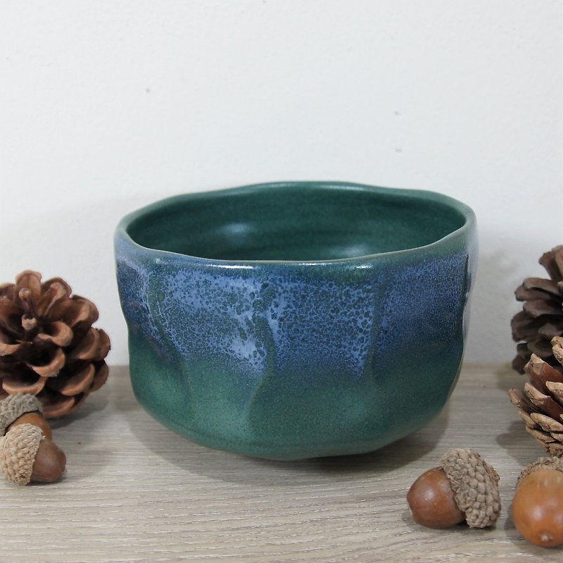 手切绿挂釉碗,饭碗,茶碗-容量约420ml - 碗 - 陶 绿色
