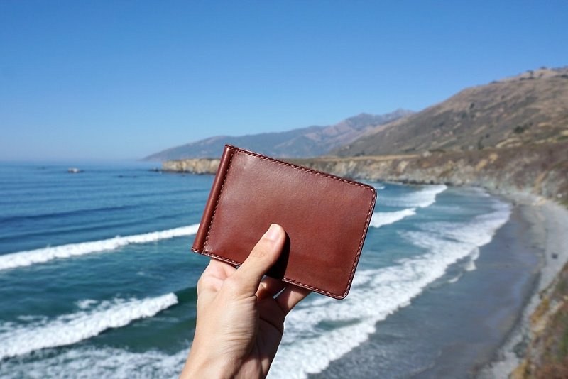 Men's Money Clip Wallet made of Vegetable-tanned buffalo Leather in Brown - 皮夹/钱包 - 真皮 咖啡色