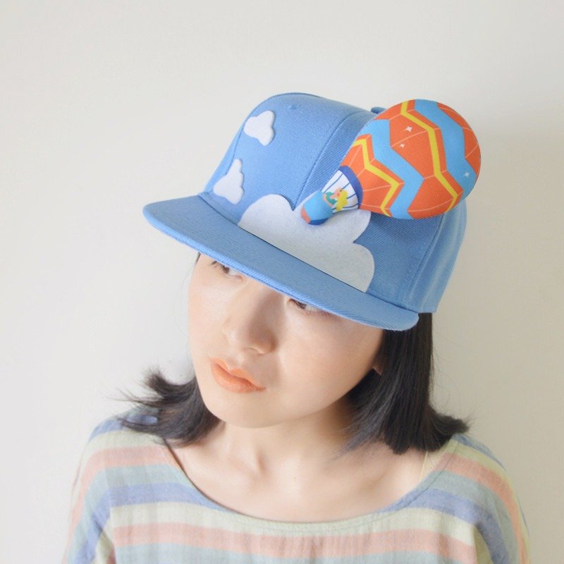 热气球 手工创意棒球帽 男女通用遮阳帽子 - 帽子 - 棉．麻 蓝色