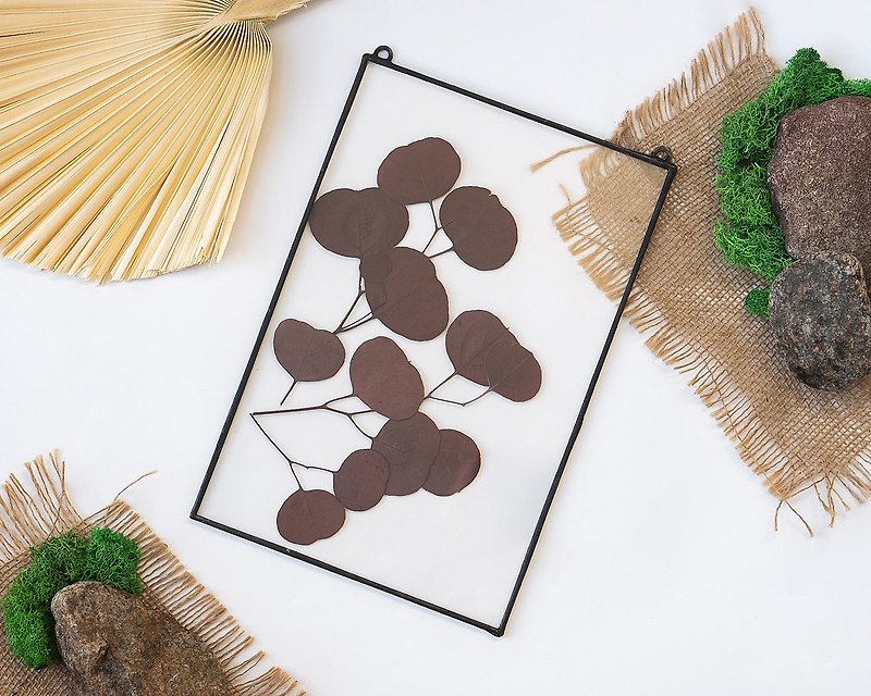 Dried eucalyptus for home decor from glass tin for wall hanging brother gift - 墙贴/壁贴 - 玻璃 红色