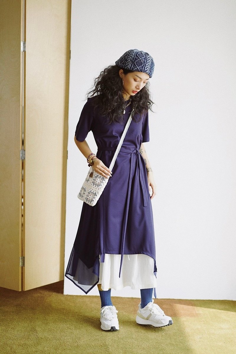Coolstore | 日系轻复古网纱拼接连衣裙_蓝色 - 洋装/连衣裙 - 其他材质 蓝色