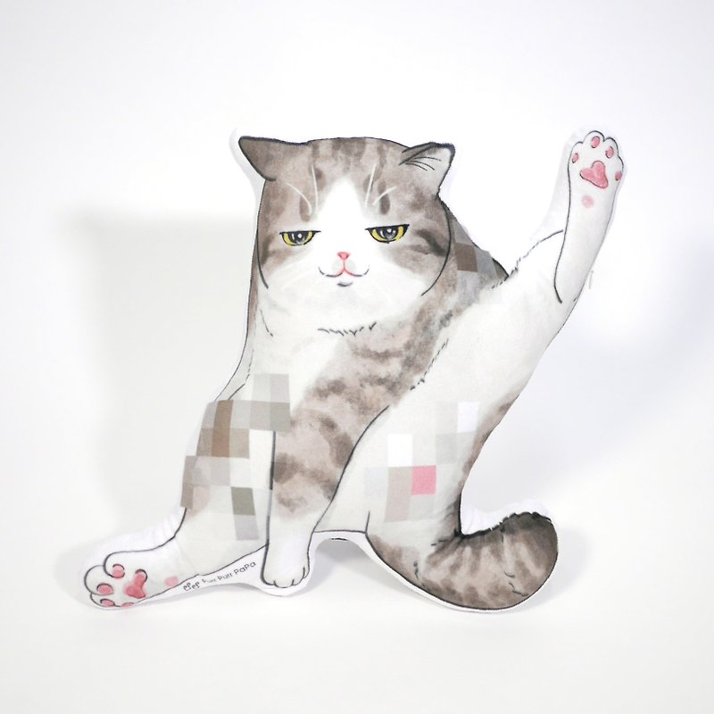 【花样毛孩】猫抱枕 胖猫 猫伴 咕𠱸 虎纹白猫 性感 - 玩偶/公仔 - 棉．麻 