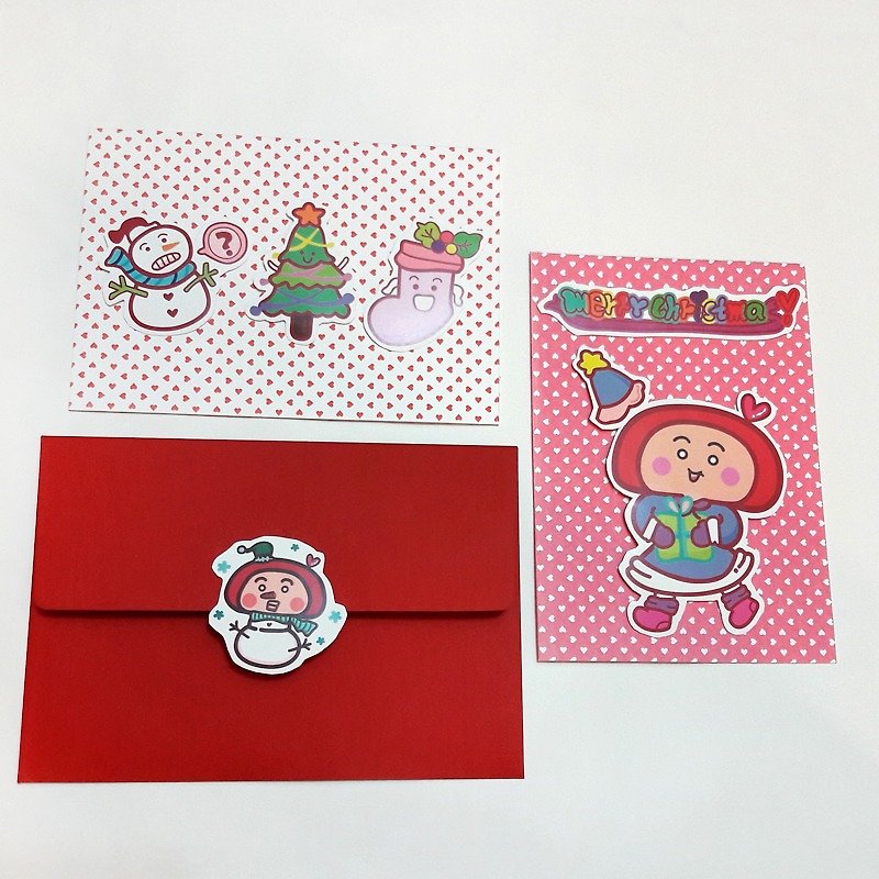 波波爱比 紫爱圣诞DIY创意贴纸卡片 桃您欢心2入组 桃红款 圣诞市集 - 卡片/明信片 - 纸 紫色