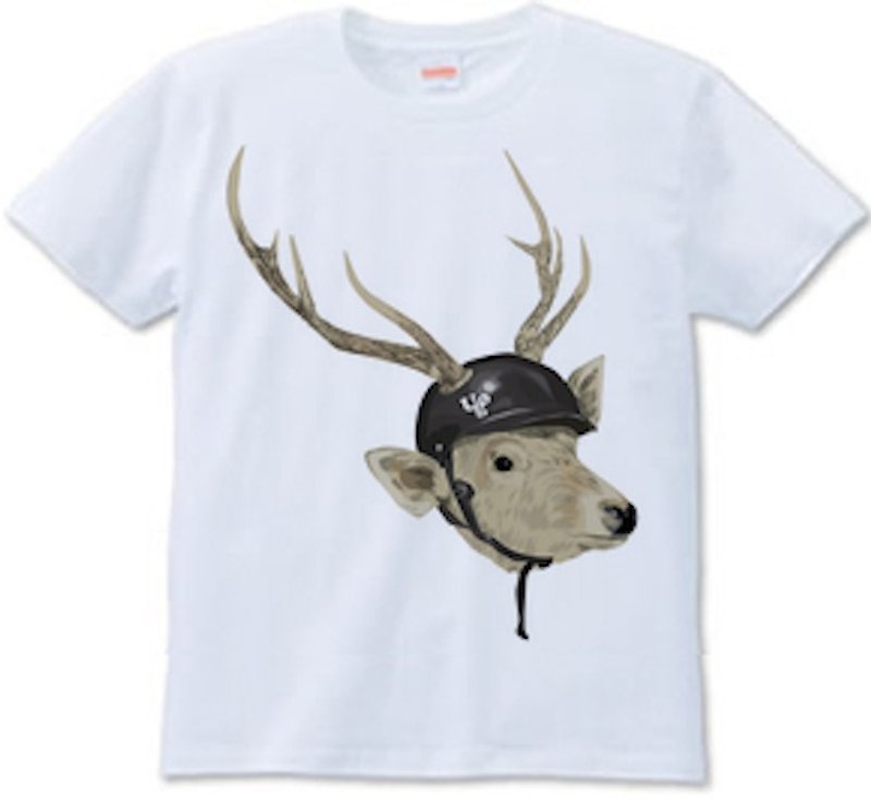 deer met（Tシャツ　white ash） - 男装上衣/T 恤 - 棉．麻 白色